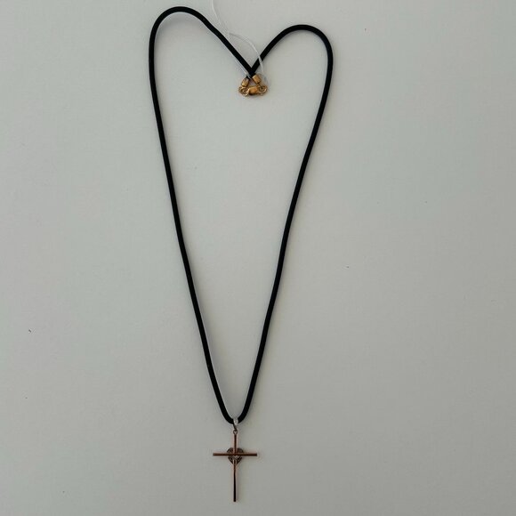 BRAND NEW Diamond Cross Pendant Necklace & Leather Chain MOTHER'S DAY GIFT - Picture 4 of 6